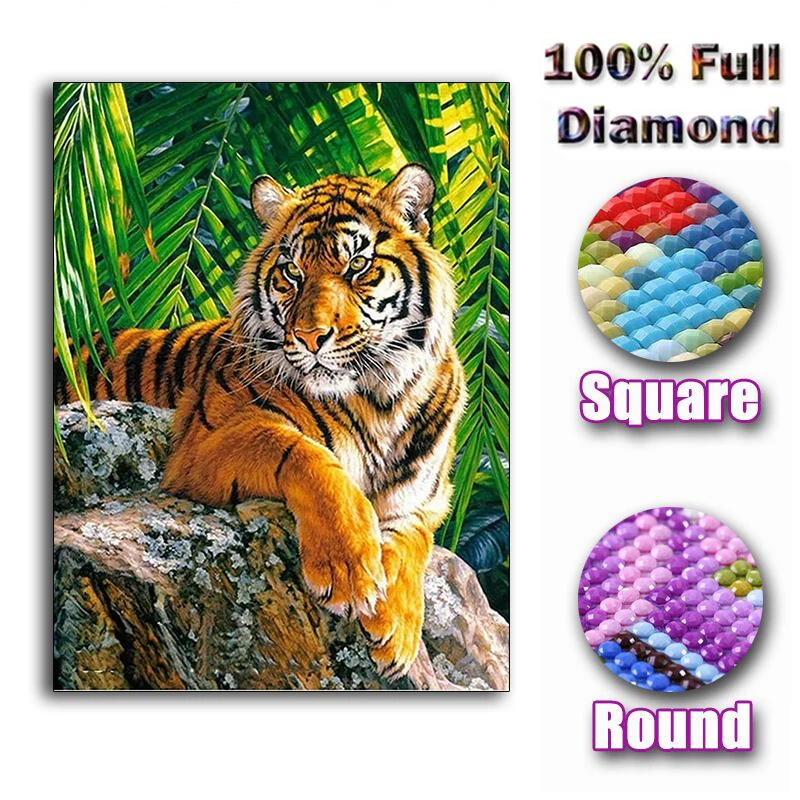 

5D Diy diamond painting cross stitch "Jungle Tiger" Full Square Diamond embroidery Needlework Rhinestone Mosaic Crafts
