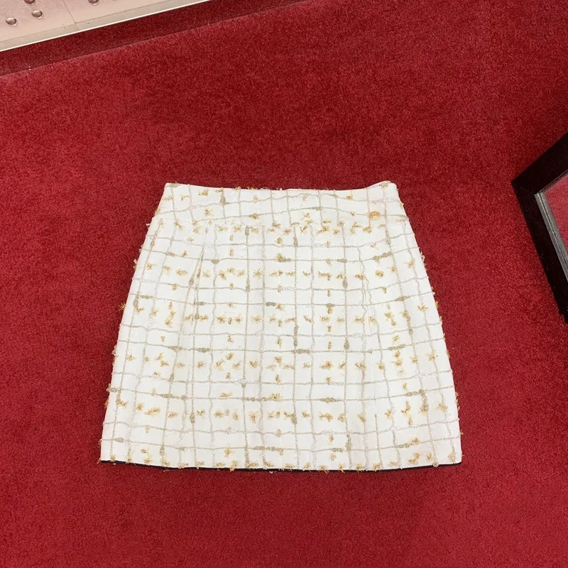 Hoge kwaliteit 2019 zomer herfst lurex plaid mini jurk dames gebreide tweed rok y352 Hoge kwaliteit 2019 zomer herfst lurex plaid mini jurk dames gebreide tweed rok y352