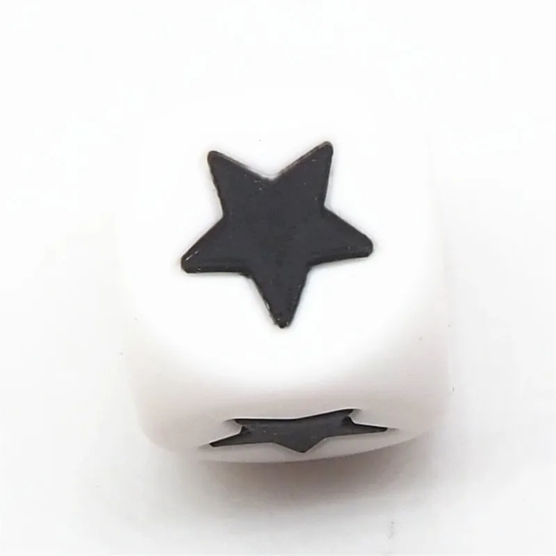 Chenkai 100 шт 12 мм силиконовый алфавит DIY детское кольцо для соски Жевательная бижутерия для прорезывания зубов создание игрушек буквенные бусины BPA бесплатно - Цвет: Star