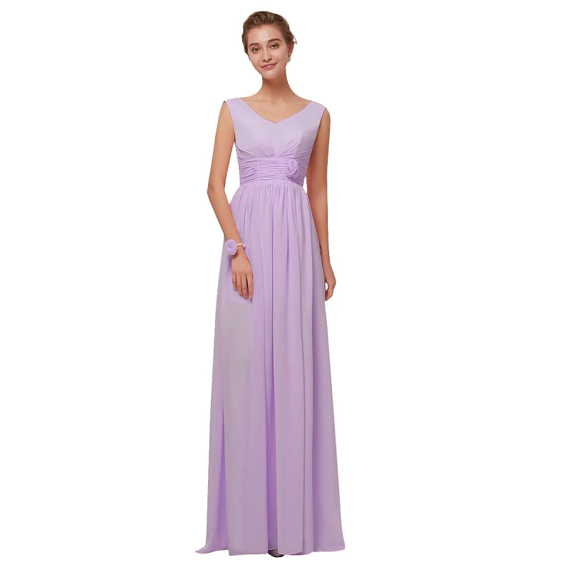 Beauty-Emily длинное шифоновое румяное фиолетовое платье подружки невесты А-силуэт vestido de festa De Casamen формальное платье для выпускного вечера - Цвет: A