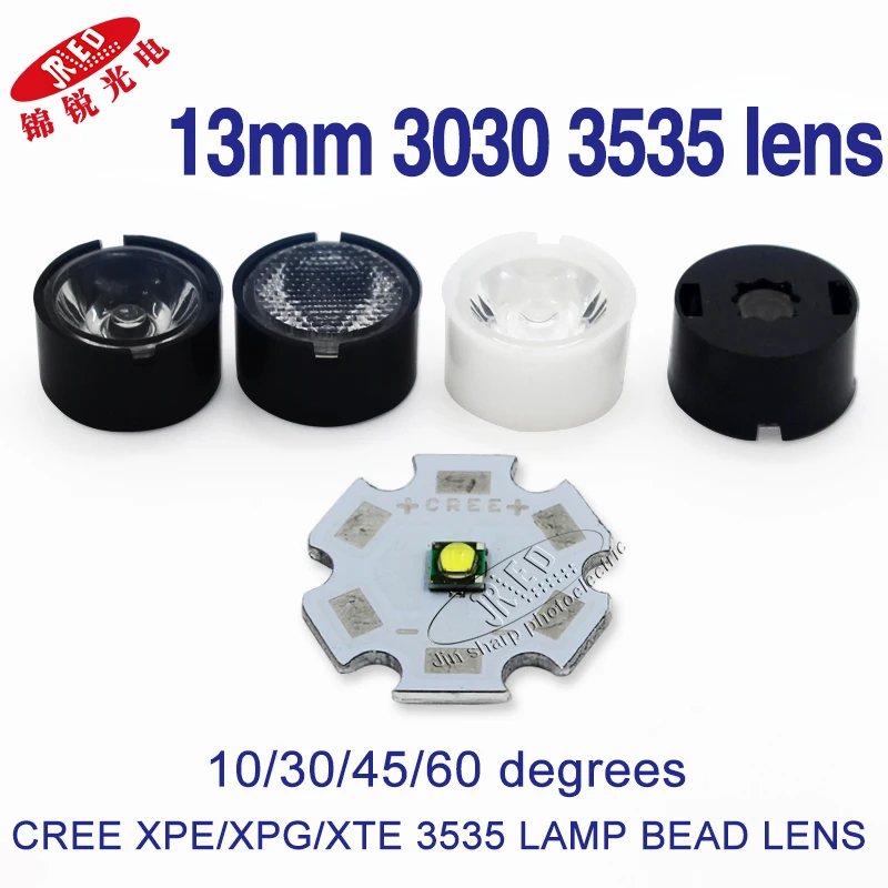 10/50/100 шт. 13 мм cree xpe cpe2 xpg xpg2 xte 3535 led объектив 10/30/45/60 градусов конденсаторный гладкая