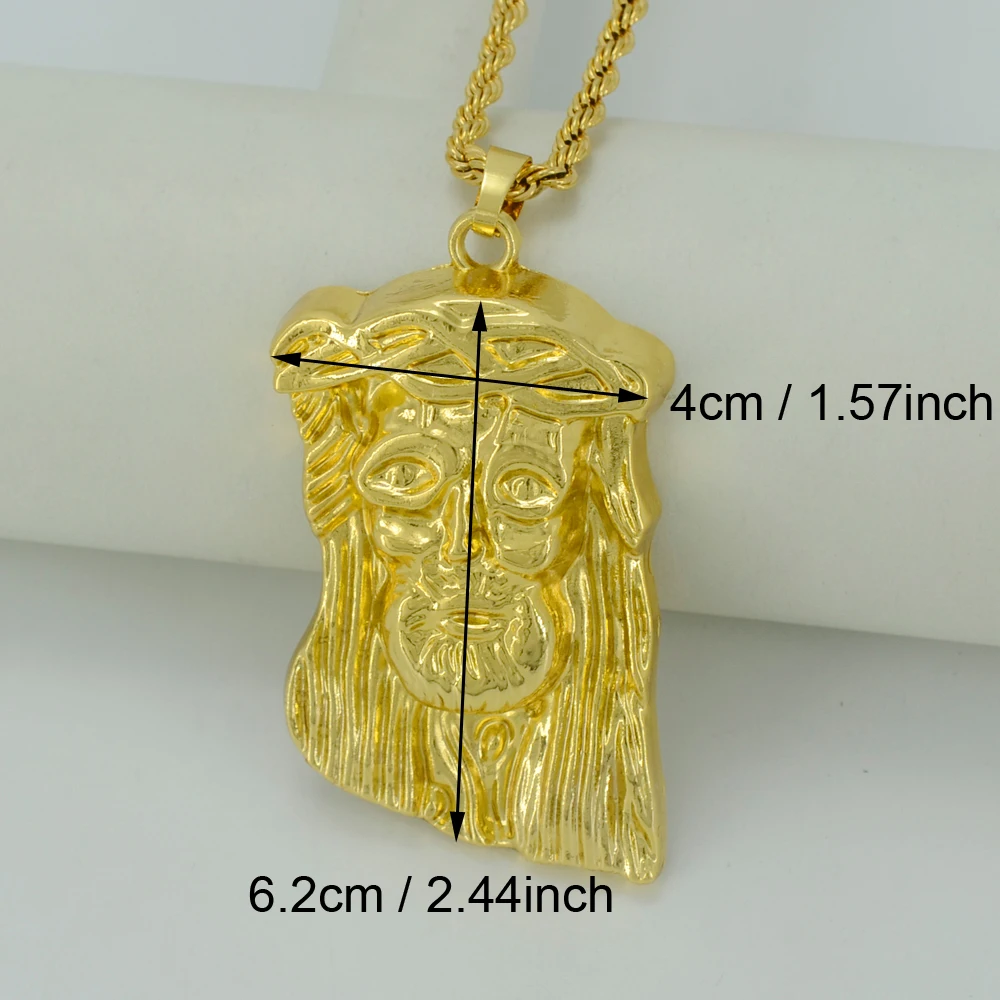 Ожерелье с подвеской в виде большого Иисуса золотого цвета # 023106B|jesus piece|pendant