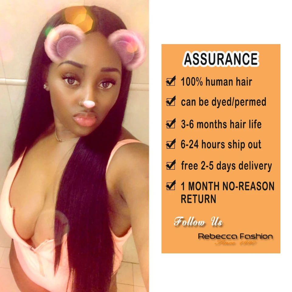 Rebecca Human Hair Bundles With Closure 3 4 Bundles With Closure Remy Hair Extension Peruvian Straight Hair Bundles With Closure