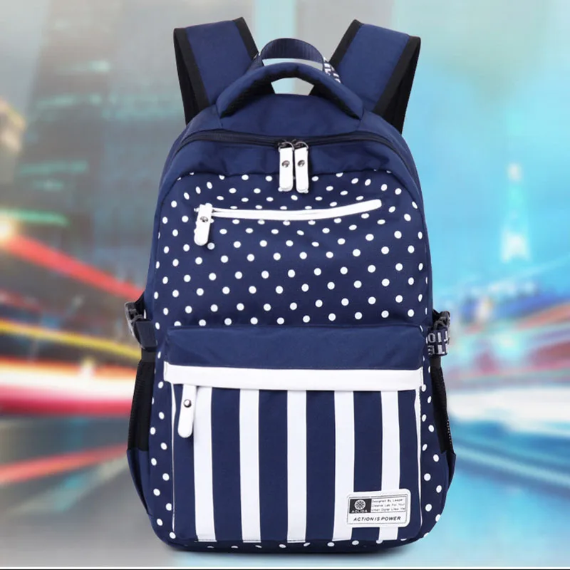 Feminine font b Backpack b font Dot striped School Teenage font b Backpacks b font for