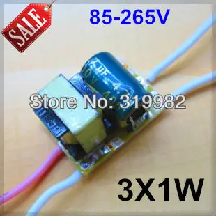 

20pcs/lot, 3X1W led driver, 85-265V input 3*1W LED inside driver, 3W high power led lamp power supply transformer, free shipping