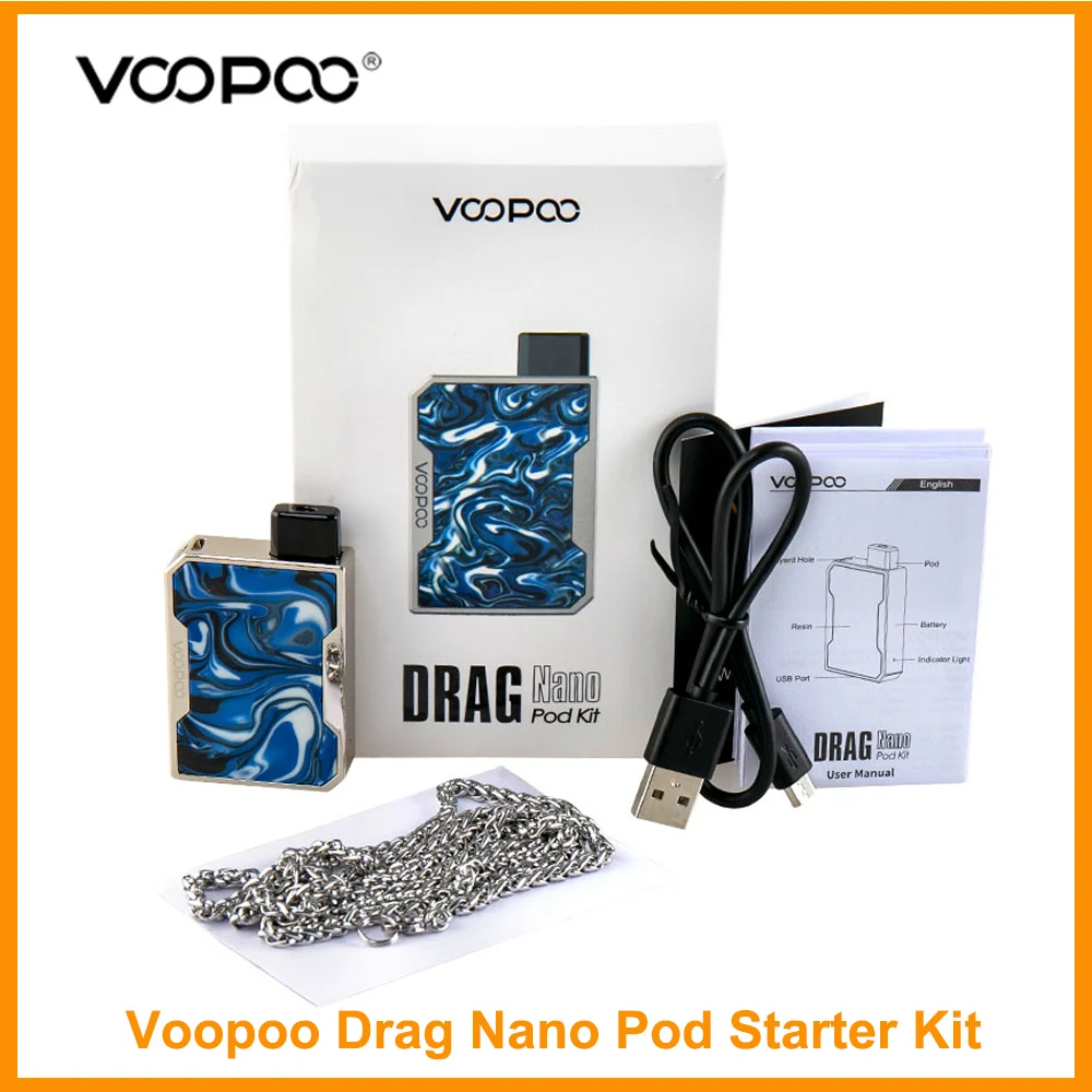 Оригинальный комплект Voopoo Drag Nano Pod, встроенный аккумулятор 750 мАч, емкость картриджа 1 мл, 2 модов, электронная сигарета