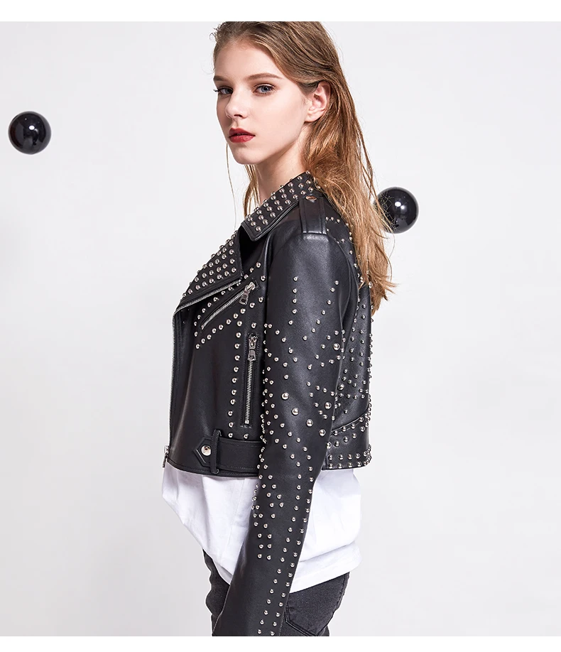 Gratuite Bonne 2018 Dames Veste Perles Street Black Marque Cuir De Mode Qualité Pu Automne Livraison Wj1112 Zipper Style En rfxfqgwT
