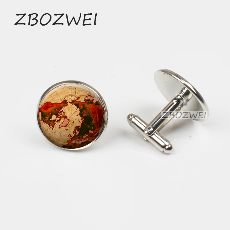 

ZBOZWEI 2018 Men Cufflinks Bronze Compass Design Cuff link Accessories Men High Quality Photo Cufflinks Jewelry Glass Cuff