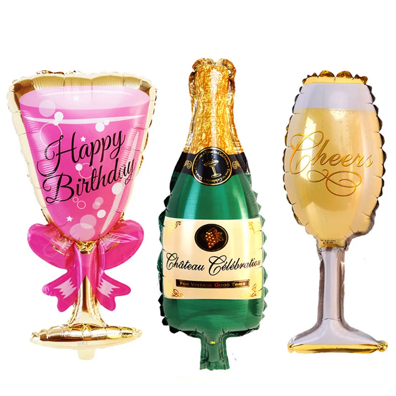 1 шт. для бутылок вина шампанского чашки свадебные украшения день рождения надувной шар из алюминиевой фольги бутылки/пивной чашки подарок надувной шар