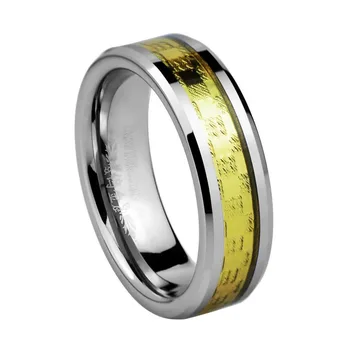

Tungsten Wedding Band with 18KGold Inlay Width 6mm /TURI0027M