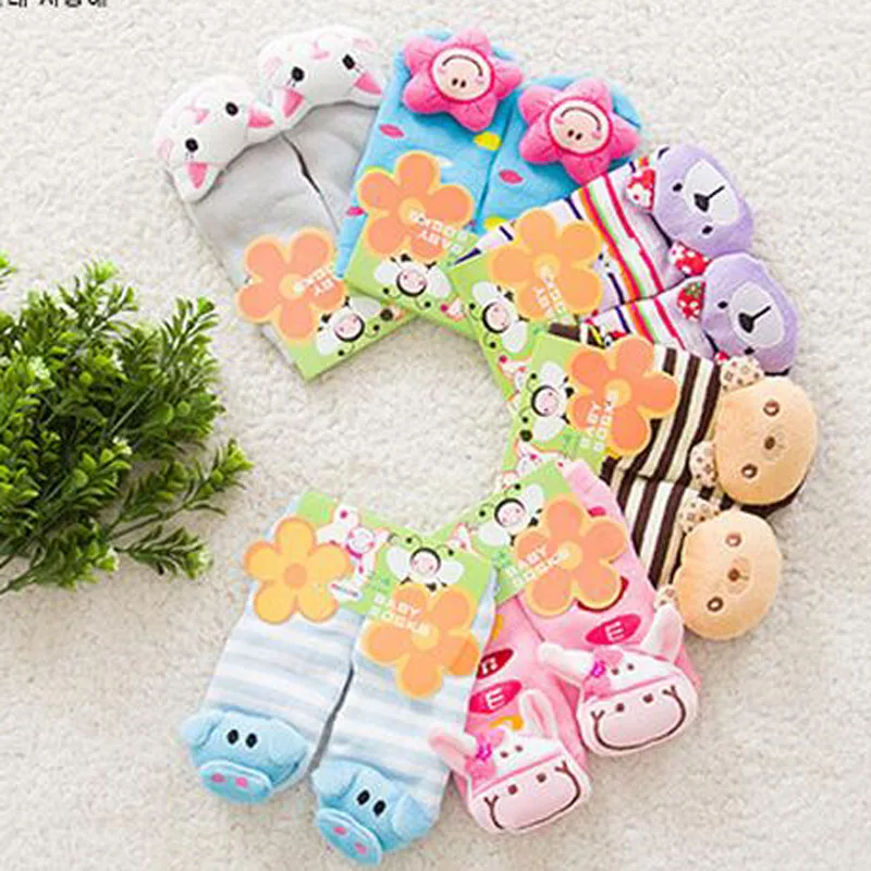 Unisex Baby socks floor sock baby boys socks girls kids Cutu 3D animal caw bear Flower pattern cotton Thick socks Autumn Winter