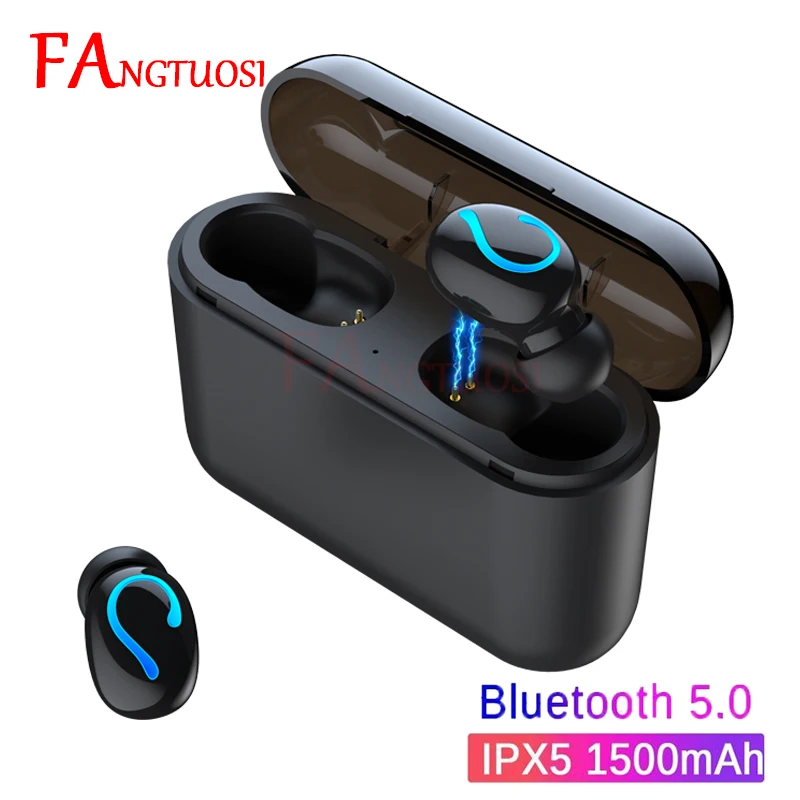 FANGTUOSI новые TWS 5,0 Bluetooth наушники стерео Беспроводная гарнитура Handsfree спортивные наушники с микрофоном и зарядным устройством