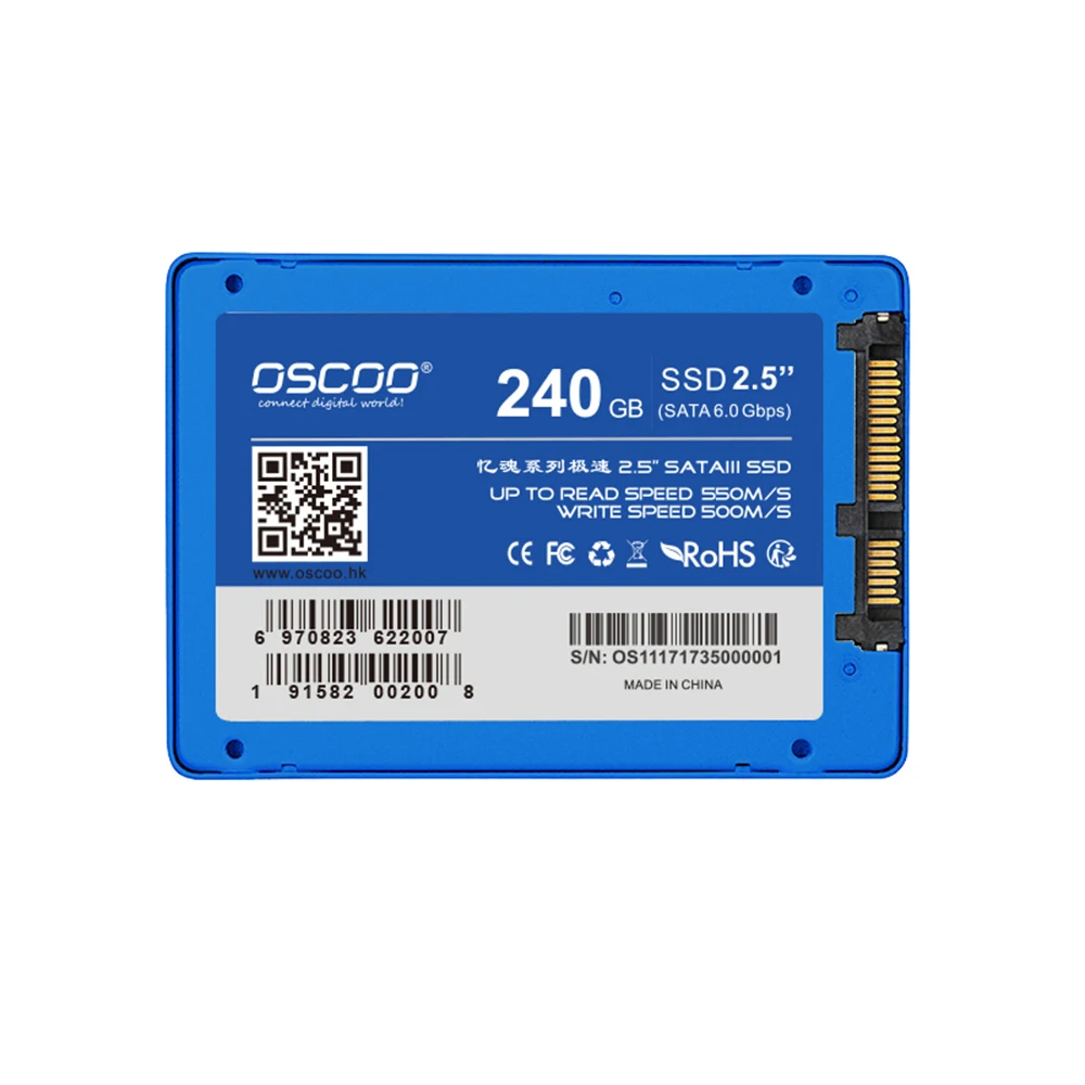 OSCOO SSD 240 GB SATA III 6 ГБ/сек. 2,5 "/7mm 240G Внутренний твердотельный накопитель SATA3 SSD для портативных ПК Desktop