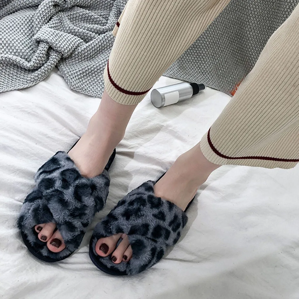 Г. Зимние женские теплые мягкие плюшевые тапочки с леопардовым принтом Нескользящие домашние тапочки для спальни женские тапочки для спальни женская обувь