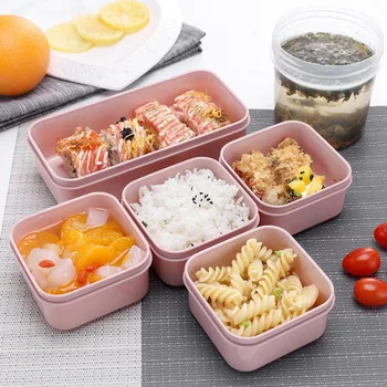 

MICCK 7-piece Set Lunch Box Eco-friendly Bento Box Food Storage Container Microwavable Bento Box Leakproof Crisper Box