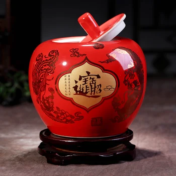 

china red glazed home and wedding decoration Christmas Eve apple vase
