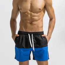Лидер продаж дешевые Для мужчин платье в полоску с Плавание багажник Пляжные шорты быстросохнущая, боксеры, нижнее белье с карманами размера плюс синий Черного цвета;