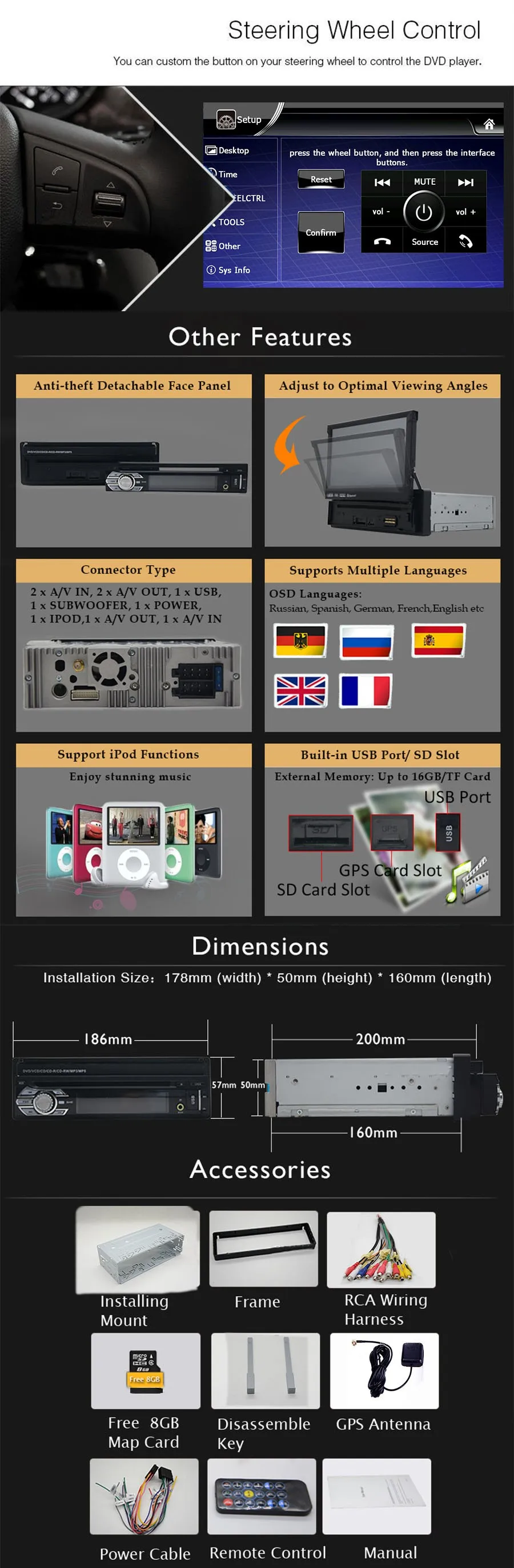 Flash Deal Car Electronic 1din Car DVD Player GPS Navigation 7inch 1din Car Radio GPS Navigation In Dash Stereo Video USB SD steering wheel 5