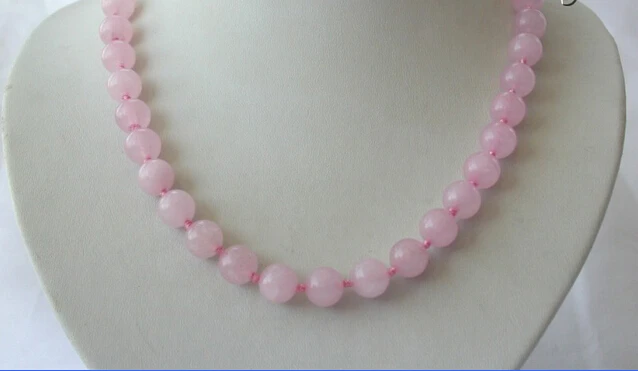 

CBN161 Beautiful popular 10mm round pink crude crystal beads necklace 18"