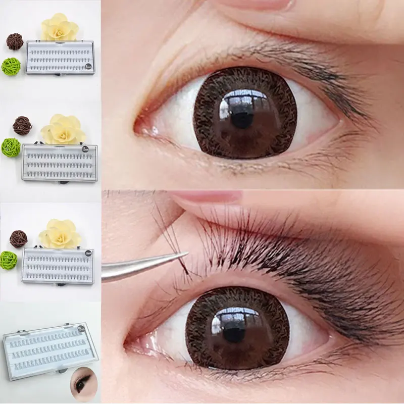 

60PC/Set Individual Black Mink Fake Handmade False Natural Long Eyelashes Extension Makeup Eye Lashes 8/10/12/14mm JIU55