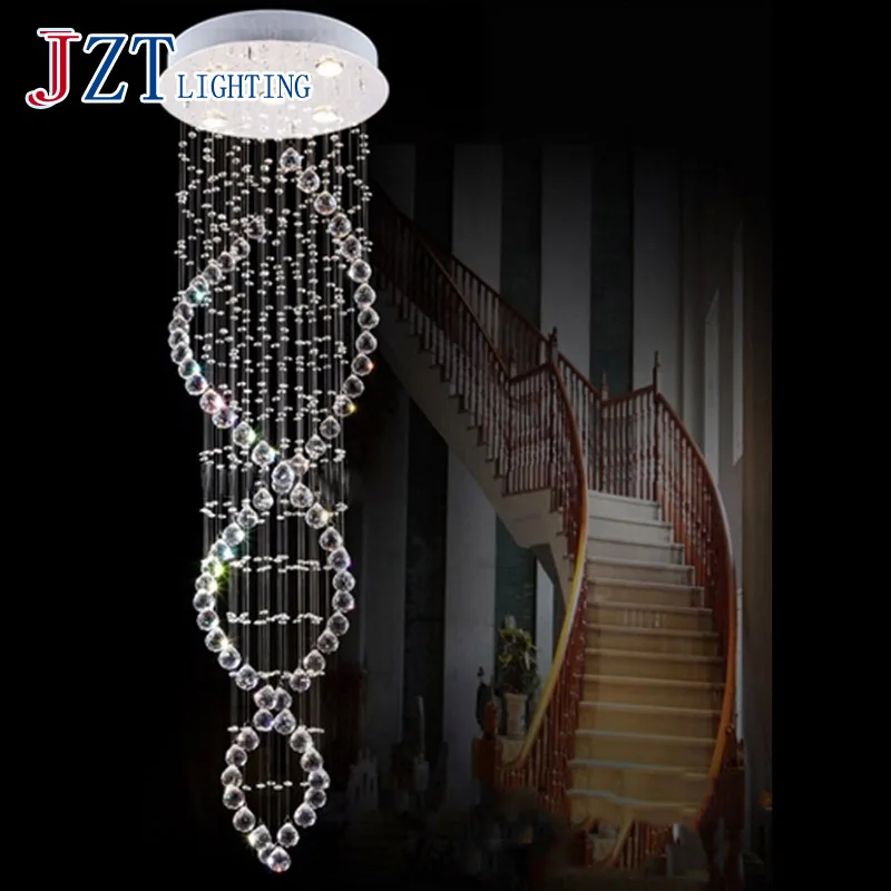 

T Luxury Modern Crystal Ceiling Light Fashion Decoration Lamps With LED GU10 Bulbs For Stairs&Living Room Height200cm