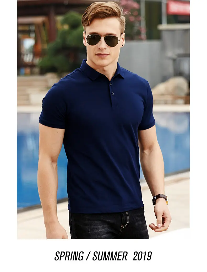 Polo Men Summer Short Sleeve Solid Quality Cotton Men Polos Male Brand Chinese Clothing Basic Fast Dry Top Tees 2019 Spring New 07