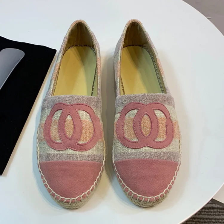 

2019 New Espadrille Women Flats Shoes Spring Cc Canvas Shoes High Quality Genuine Leather Slip-on Size 34-41 1