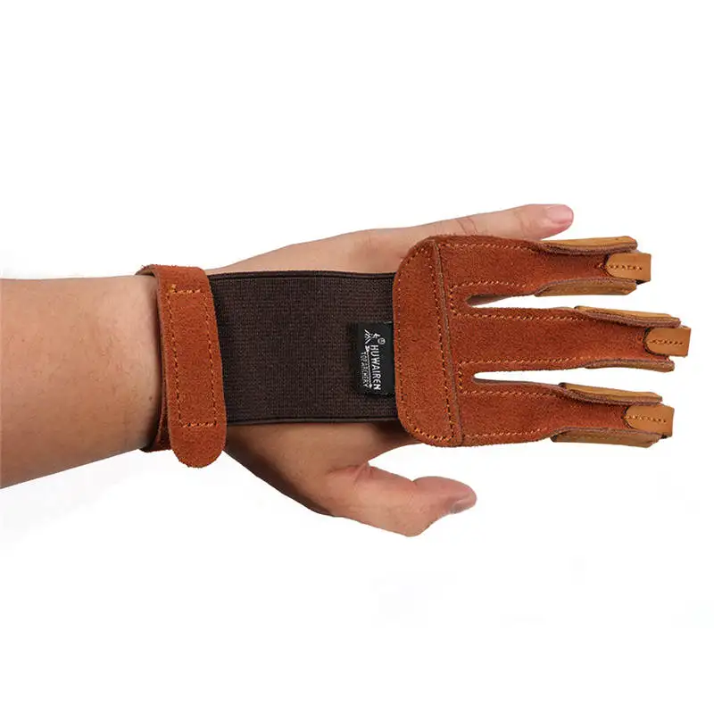 3 Finger Fingers Protect Glove Leather Left Hand Archery Arrow Bow Hunting Shooting Protective Finger Entertainment Tool