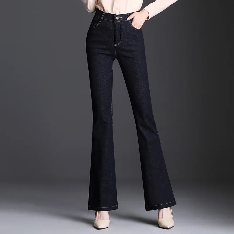 

Office Ladies Plus Size Slim Flared Jeans for Women Stretch Skinny Flare Denim Pants High Waist Jeans Push Up Trouser 7XL 9XL