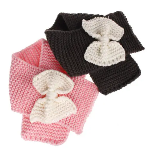 Детское теплое зимнее Вязание шерстяной шарф для девочек Вязаный шарф-шаль одежда для малышей белый розовый синий коричневый
