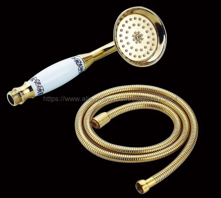 Ручной Насадки для душа телефон латунь и Керамика ручной золото латунь Насадки для душа шланг комплект Nsx010