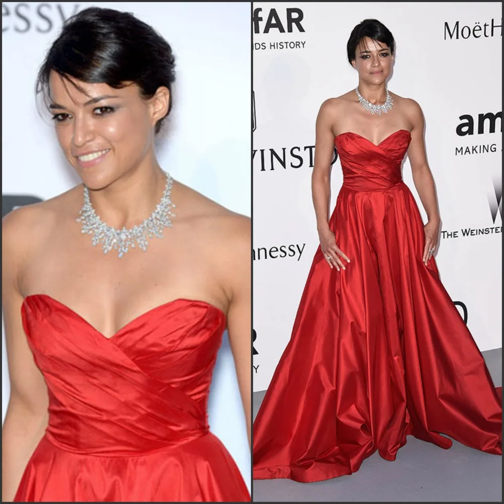 Michelle Rodriguez red strapless gown 2015 amfAR Cinema Against AIDS Gala  prom dress Celebrity Evening dresses - AliExpress