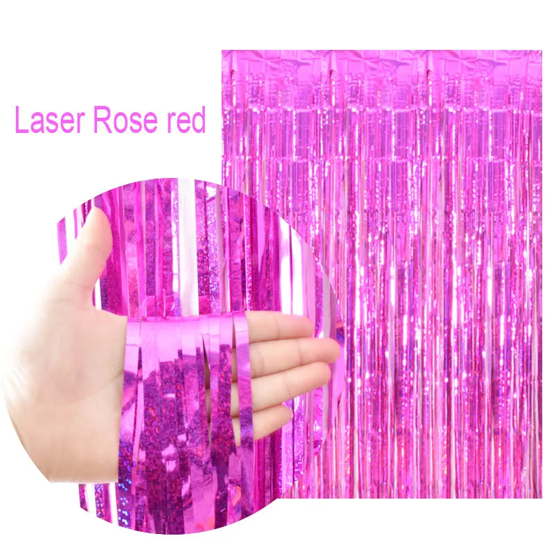 2 м Радужный фон шторы из фольги фон для фотосъемки принадлежности для дня рождения украшения для взрослых Рождественские украшения для дома - Цвет: Laser rose red