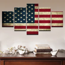 Modern Canvas HD Prints Poster Wall Art Pictures Framework 5 Pieces Vintage Rustic American Flag Painting Modern Canvas HD Prints Poster Wall Art Pictures Framework 5 Pieces Vintage Rustic American Flag Painting