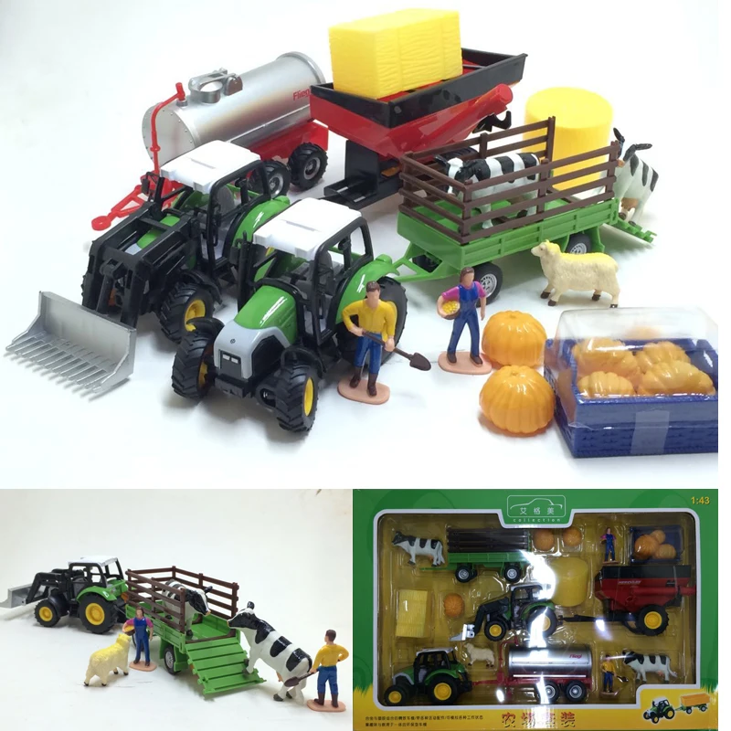 

Tractor tank truck cow transport truck farm set children's toy car model W76