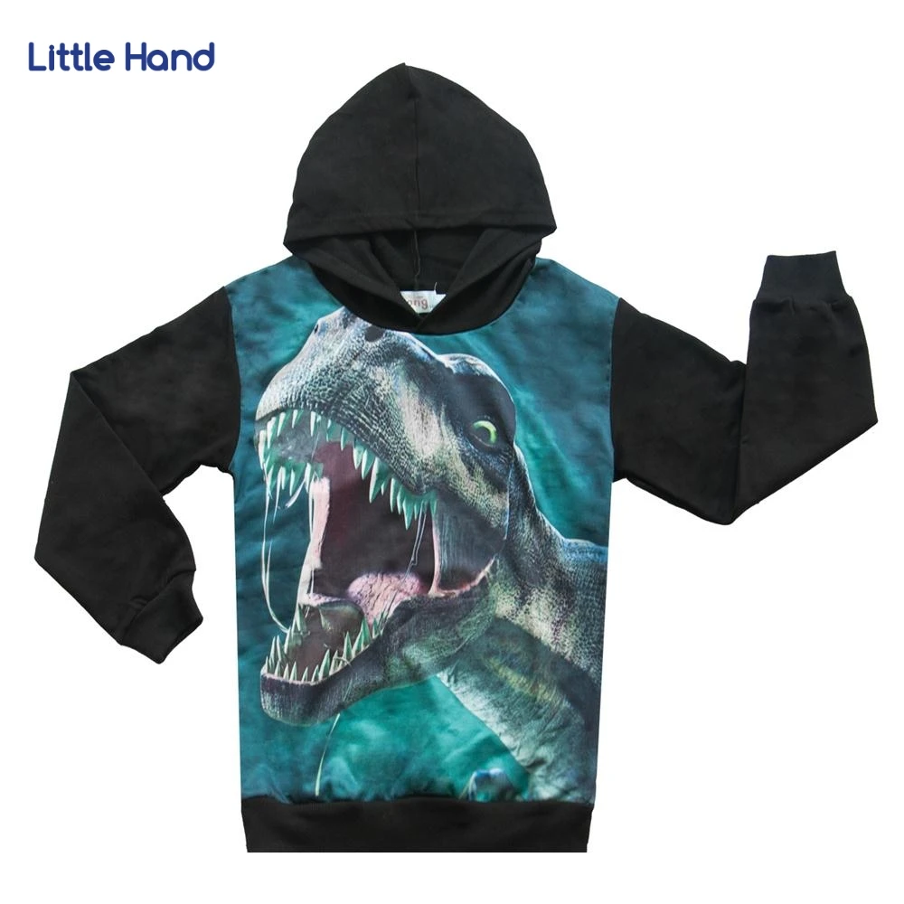 Children Kids Boys Black Hooded Hoodies Jurassic World Dinosaur 3D