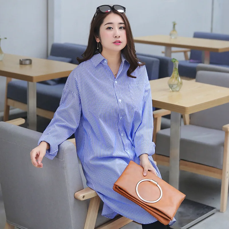 

XL-9XL 2019 Autumn Striped Plus Size Long Blouse Women Casual 6xl 7xl Long Shirts Tops 8xl Large Size Loose Ladies Blouse Shirts