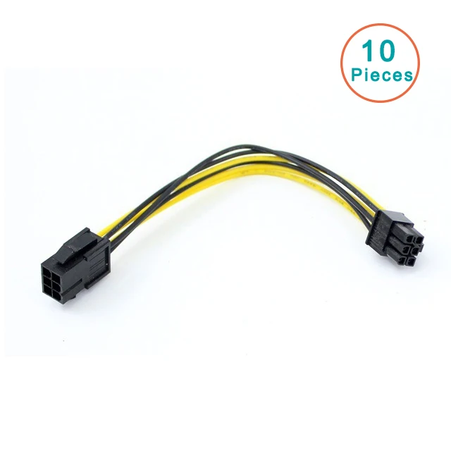 10pcs/lot 6 pin ATX 12V CPU EPS P4 Power Extension Cable 6pin 20cm