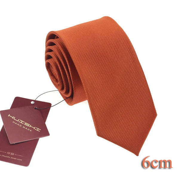 HUISHI модный мужской классический темно-оранжевый галстук 6 см 8 см полосатый тканый Водонепроницаемый Бизнес Свадебный галстук Повседневный галстук - Цвет: TP-148