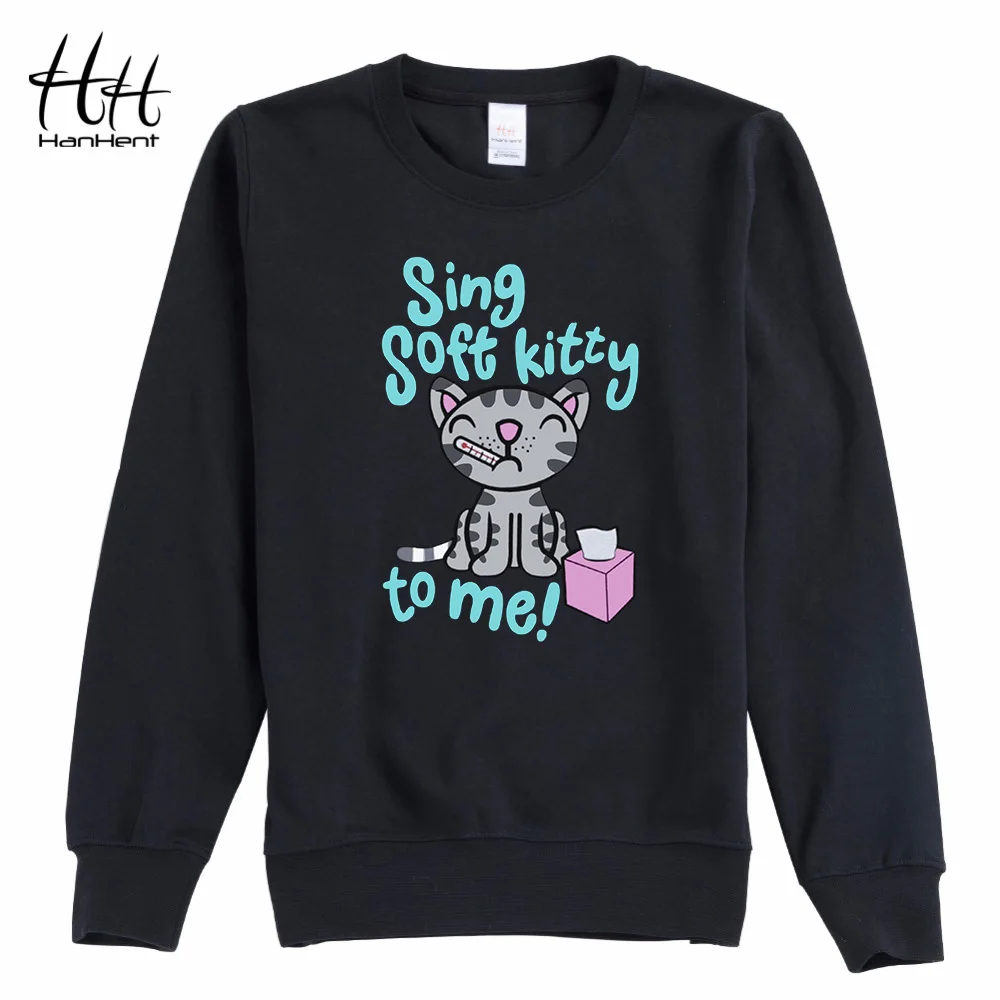 HanHent Lover Soft Kitty Hoodies Male Fashion Streetwear Casual