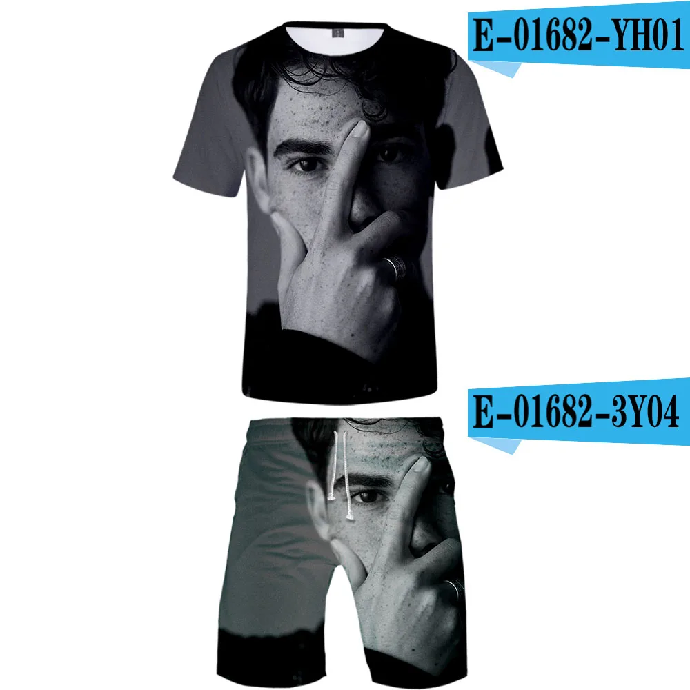 cameron boyce Harajuku 3D Streetwear two piece set O-neck tshirt and shorts Fresh Cool New Style Fashion New Arrival Men's Set - Цвет: YH013Y04