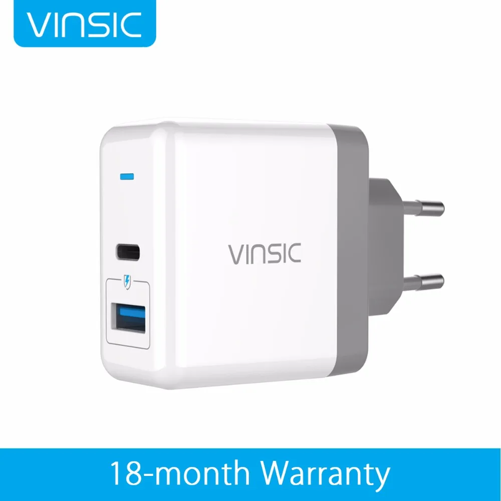 

Vinsic 5.4A Type-C Dual USB Smart Wall Charger Travel Charger for iPhone X 8 8 Plus Galaxy S8+ New MacBook Google Pixel Nexus 6