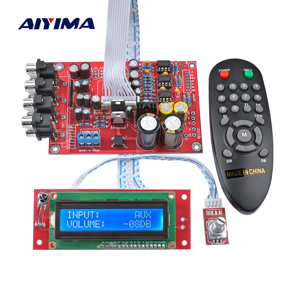 

AIYIMA M62446 6 Channel Remote Control Volume Control Preamplifier LCD Display 5.1 Audio Volume Preamp NE5532 OP AMP For 5.1 Amp
