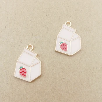

10pcs 13x20mm strawberry box enamel charms for jewelry making fashion earring pendant necklace and bracelet charm