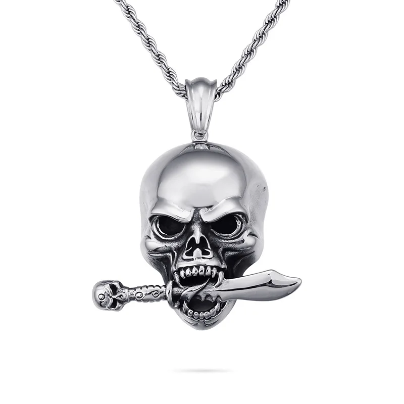 New Arrival Men's Hiphop Rocker Skull Pendant Necklace Jewelry Stainless Steel Cool Skeleton Necklaces &amp Pendants | Украшения и