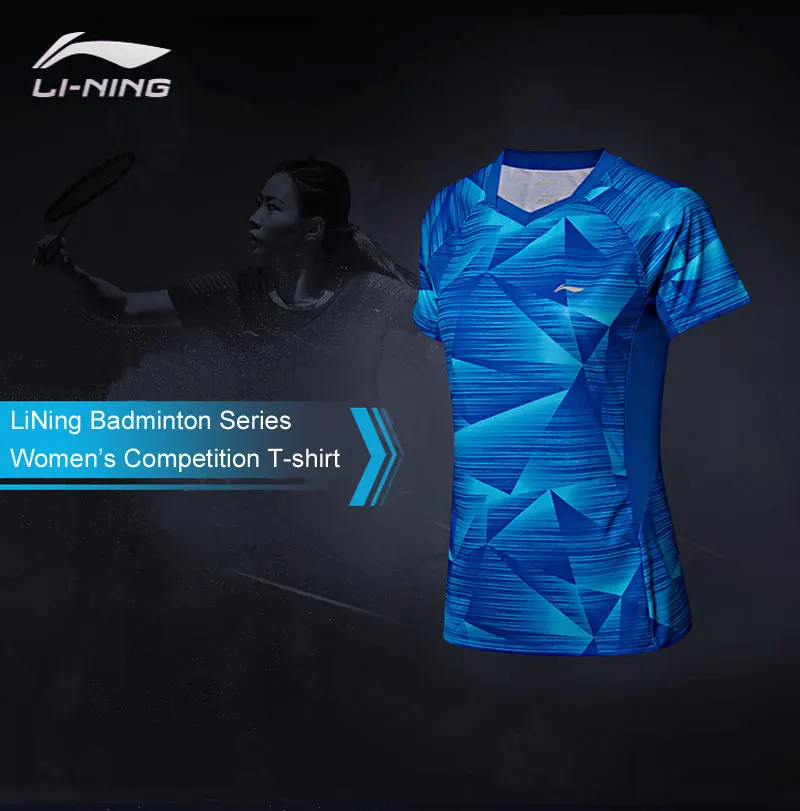 Распродажа) Li-Ning женские футболки для соревнований по бадминтону на сухой дышащей подкладке спортивные футболки топы футболки AAYN074 WTS1434