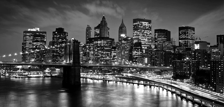 Нью-Йорк Ночной пейзаж 3d Фото Фреска обои пейзаж черный и белый гостиная 3d настенные фрески ТВ фон Наклейка на стену