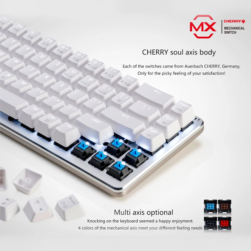 Ajazz Zinic 68 клавиш механическая клавиатура все металлические переключатели черный/синий/коричневый/красный ось светодиодный Bluetooth Беспроводная игровая клавиатура