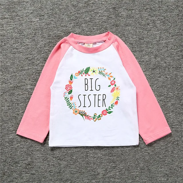 2018 Explosive Girls Cotton Long-Sleeved O-Neck T-shirt Tops Letter Printed Wreath Casual Beautiful Clothes For Children