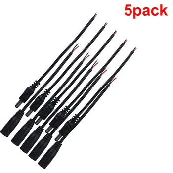 

5 Pack 5.5 X 2.1mm Barrel Power Plug 12V DC Cable Connector Male Female with Pigtail for CCTV Security Camera LED Strip